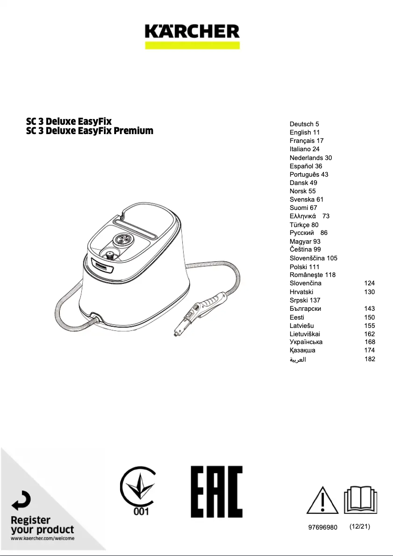 Page n°1 - Manuel utilisateur Kärcher SC 3 Deluxe EasyFix
