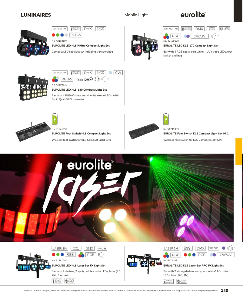 Page 1 de la notice Catalogue Eurolite LED KLS Laser Bar PRO