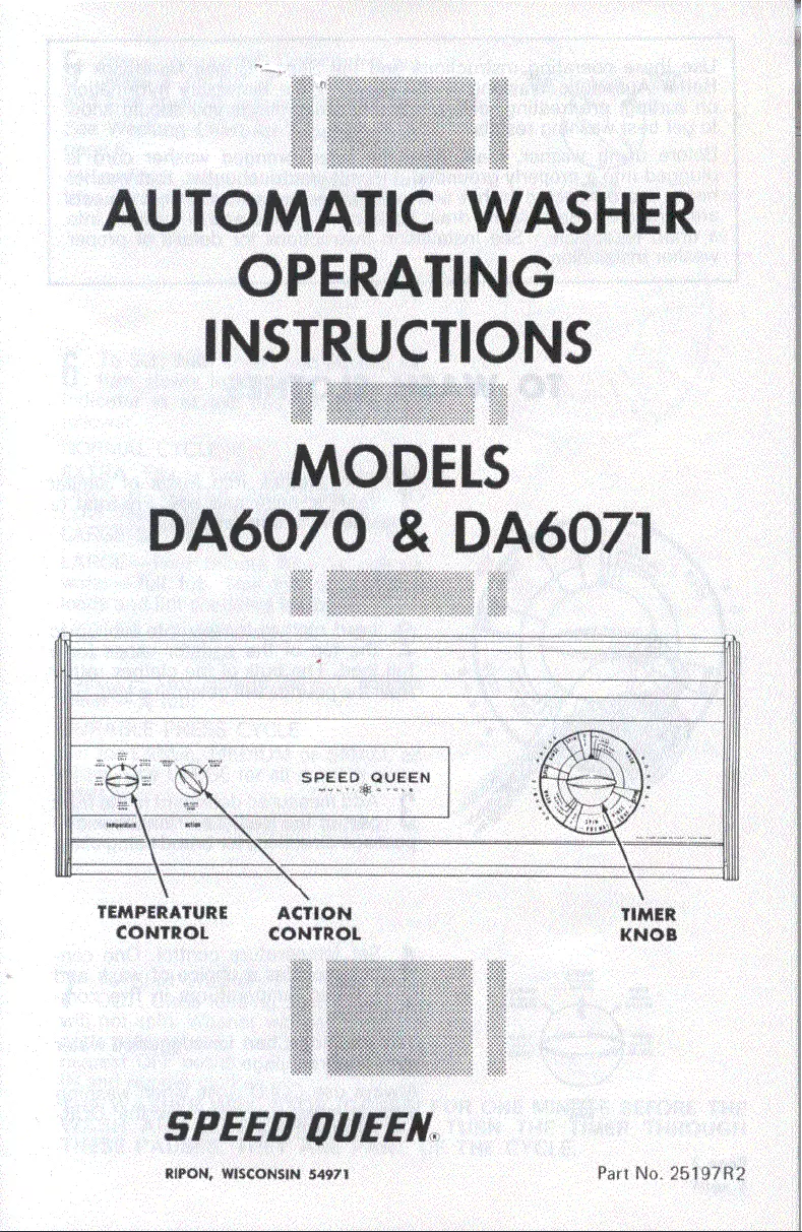 Page n°1 - Manuel utilisateur Speed Queen DA6071
