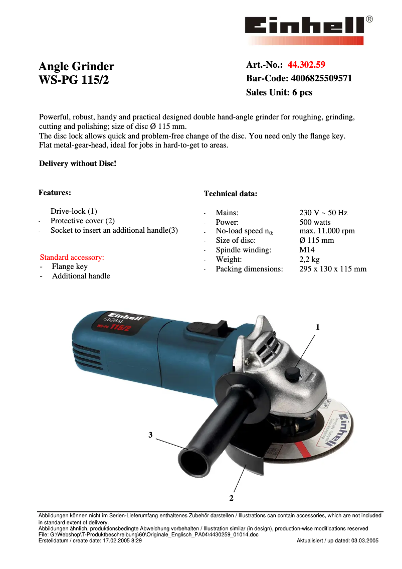 Page 1 de la notice Manuel utilisateur Global WS-PG 115/2