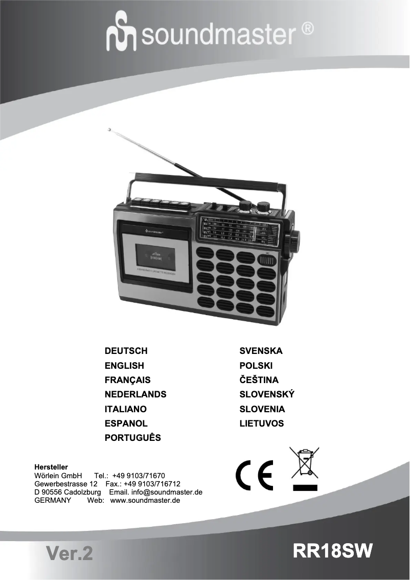 Page n°1 - Manuel utilisateur Soundmaster RR18SW