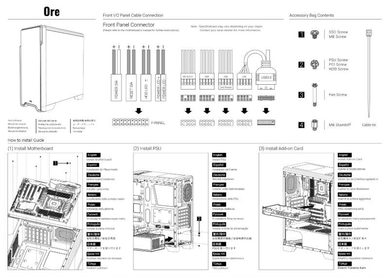 Page 1 de la notice Manuel utilisateur AeroCool Ore