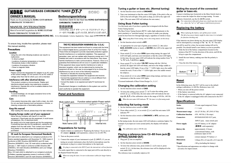 Image de la première page du manuel de l'appareil DT-7