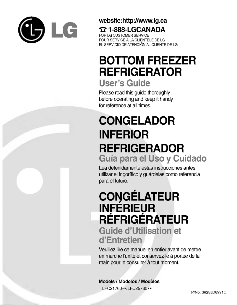 Page 1 de la notice Manuel utilisateur LG LFC25760SW