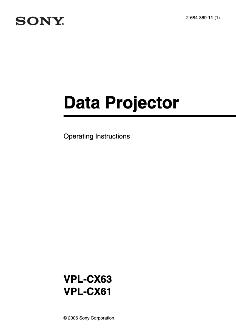 Page 1 de la notice Mode d'emploi Sony VPL-CX63