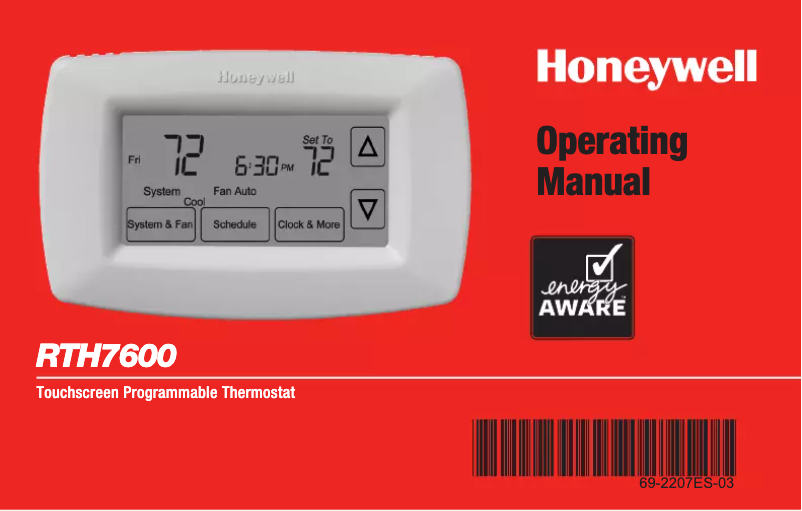 Page n°1 - Manuel utilisateur Honeywell RTH7600D1030/E