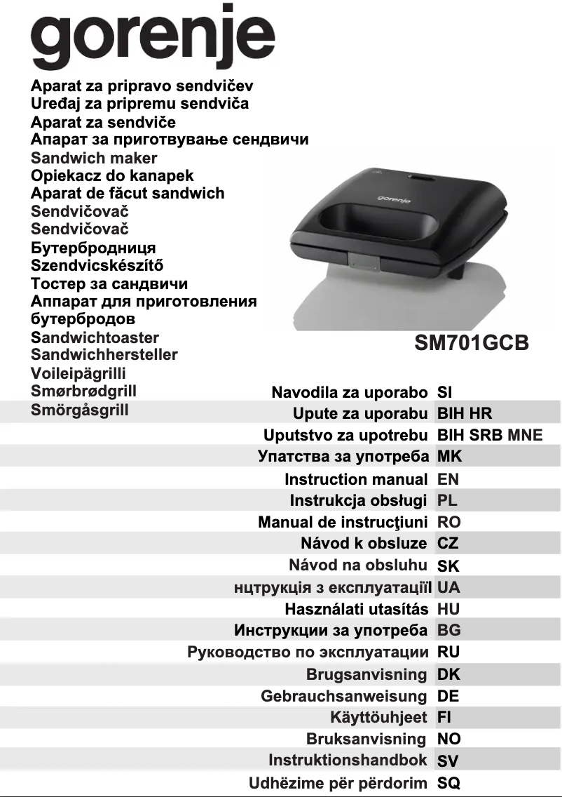 Page n°1 - Manuel utilisateur Gorenje SM701GCB