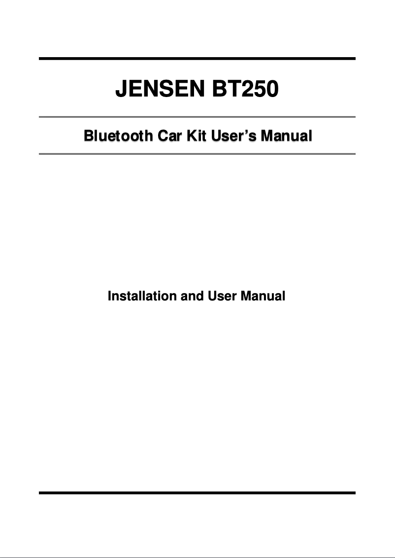 Page 1 de la notice Manuel utilisateur Jensen BT250