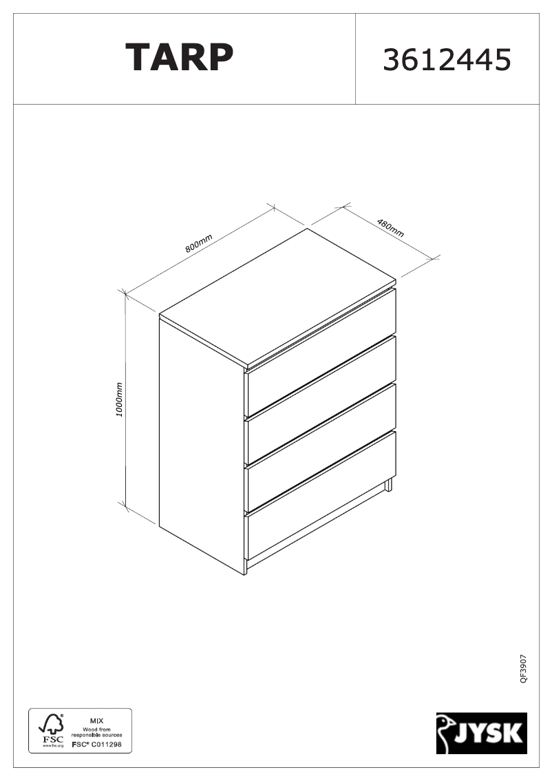 Página 1 del manual Manual de usuario JYSK Tarp (80x100x48)