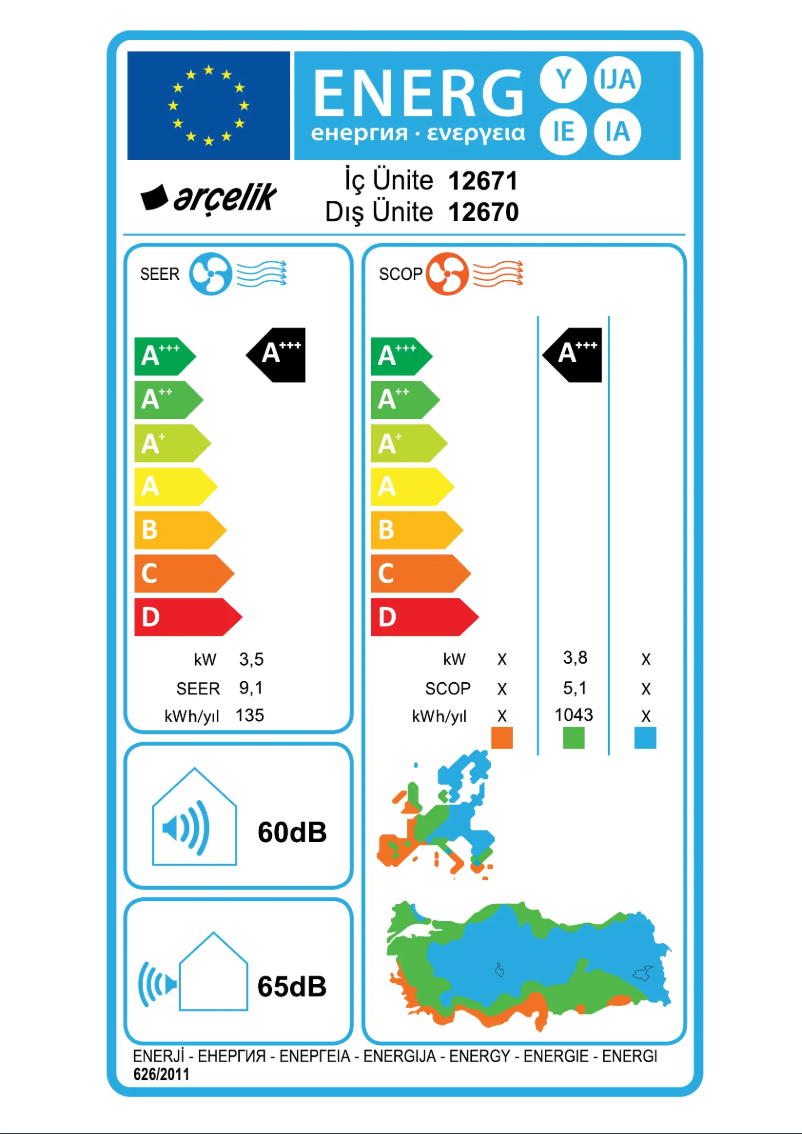 Page 1 de la notice Manuel utilisateur Arçelik 12670