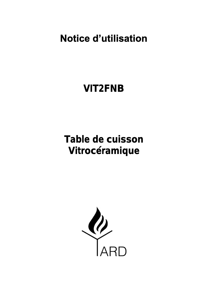 Page 1 de la notice Manuel utilisateur Yard VIT2FNB