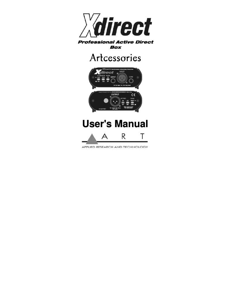 Page 1 de la notice Manuel utilisateur ART Xdirect