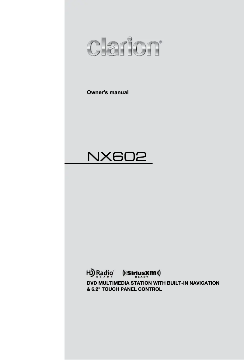 Page n°1 - Manuel utilisateur Clarion NX602