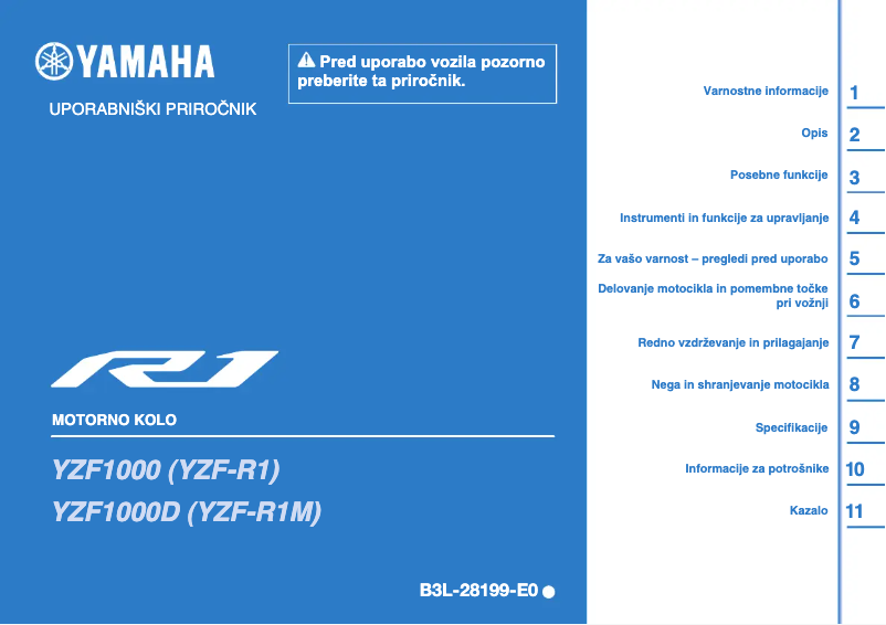 Page 1 de la notice Manuel utilisateur Yamaha YZF-R1M (2021)