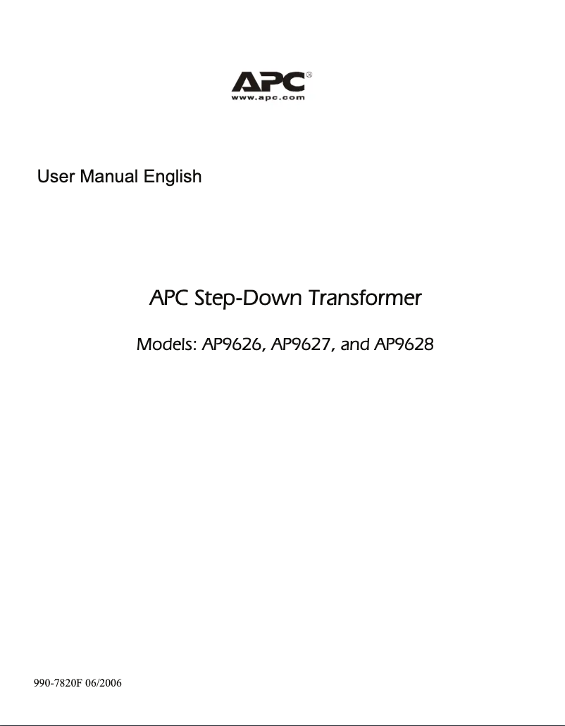 Page n°1 - Manuel utilisateur APC AP9626