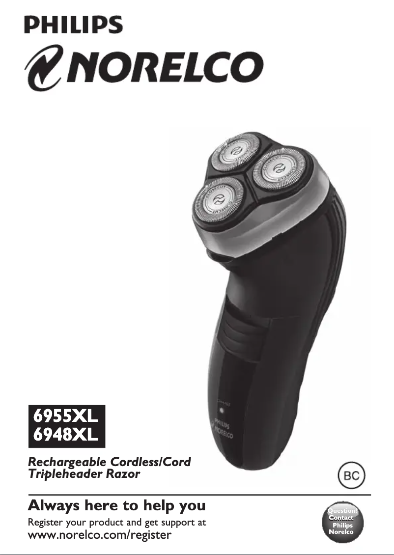 Page n°1 - Manuel utilisateur Philips Norelco 6955XL