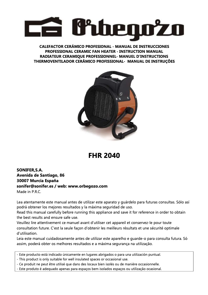 Image de la première page du manuel de l'appareil FHR 2040