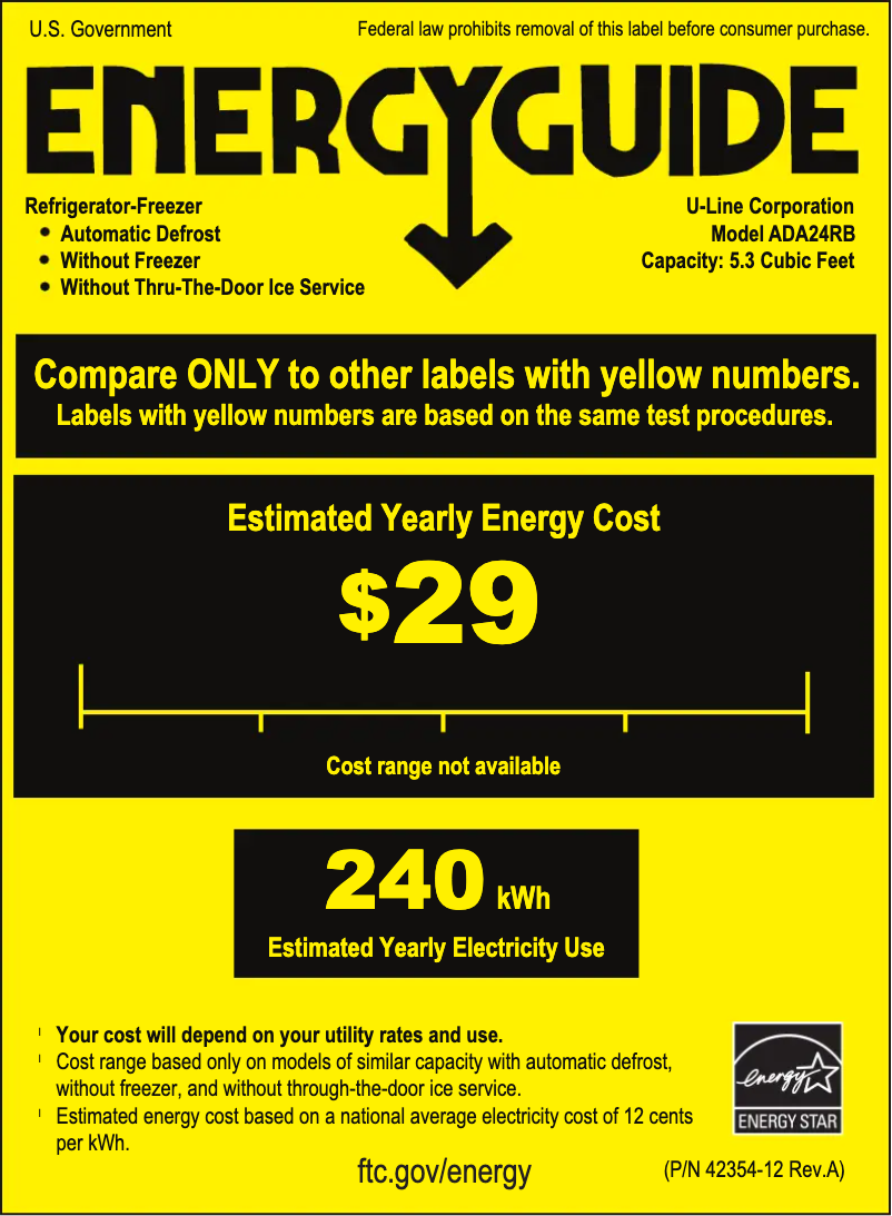 Page n°1 - Label énergétique U-Line U-ADA24R13B