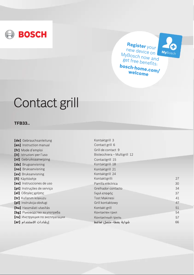 Page 1 de la notice Manuel utilisateur Bosch TFB3302