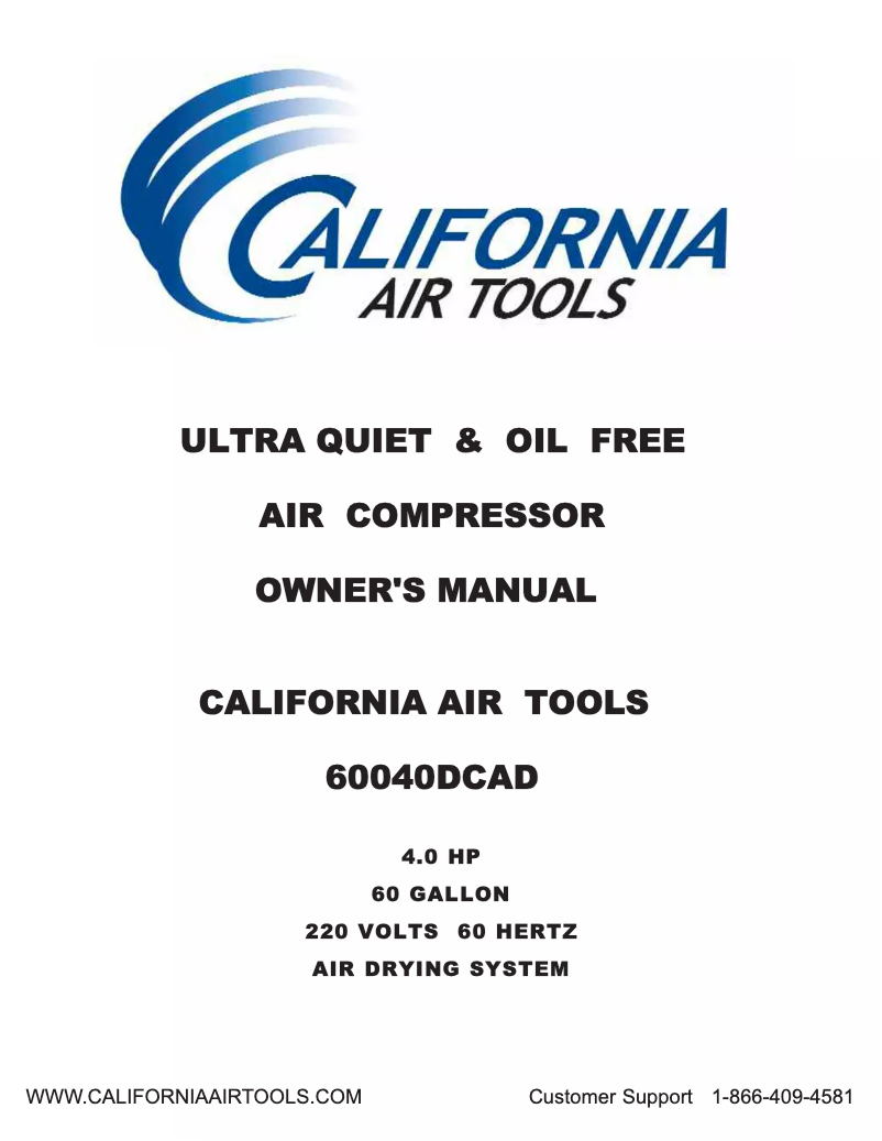 Page 1 de la notice Manuel utilisateur California Air Tools 60040DCAD