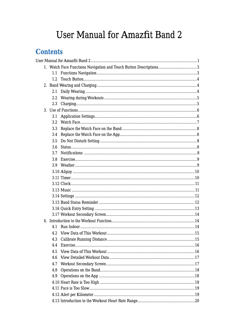 Page n°1 - Manuel utilisateur Amazfit Bans 2