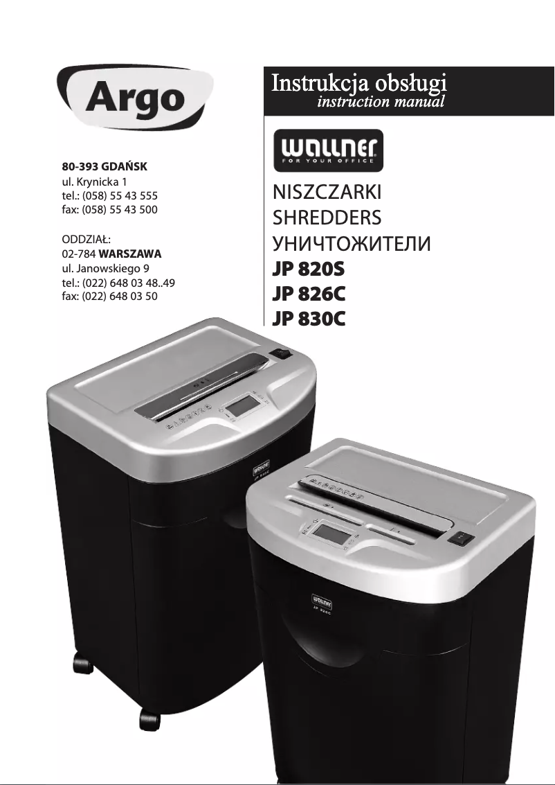 Page n°1 - Manuel utilisateur Wallner JP 820S