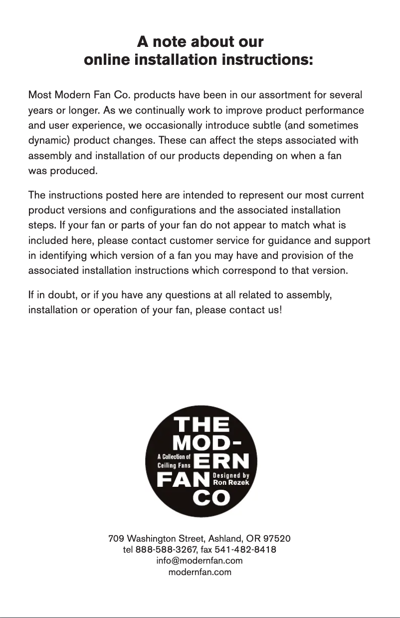 Page n°1 - Manuel utilisateur Modern Fan Co. IC2-BN-NL