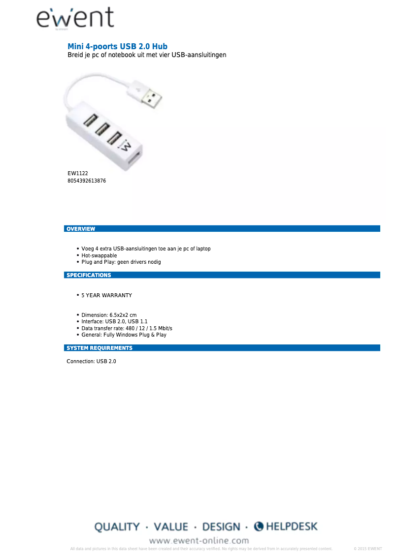 Page 1 de la notice Manuel utilisateur Ewent EW1122