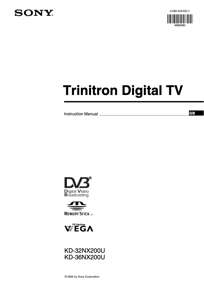 Page 1 de la notice Manuel utilisateur Sony KD-36NX200