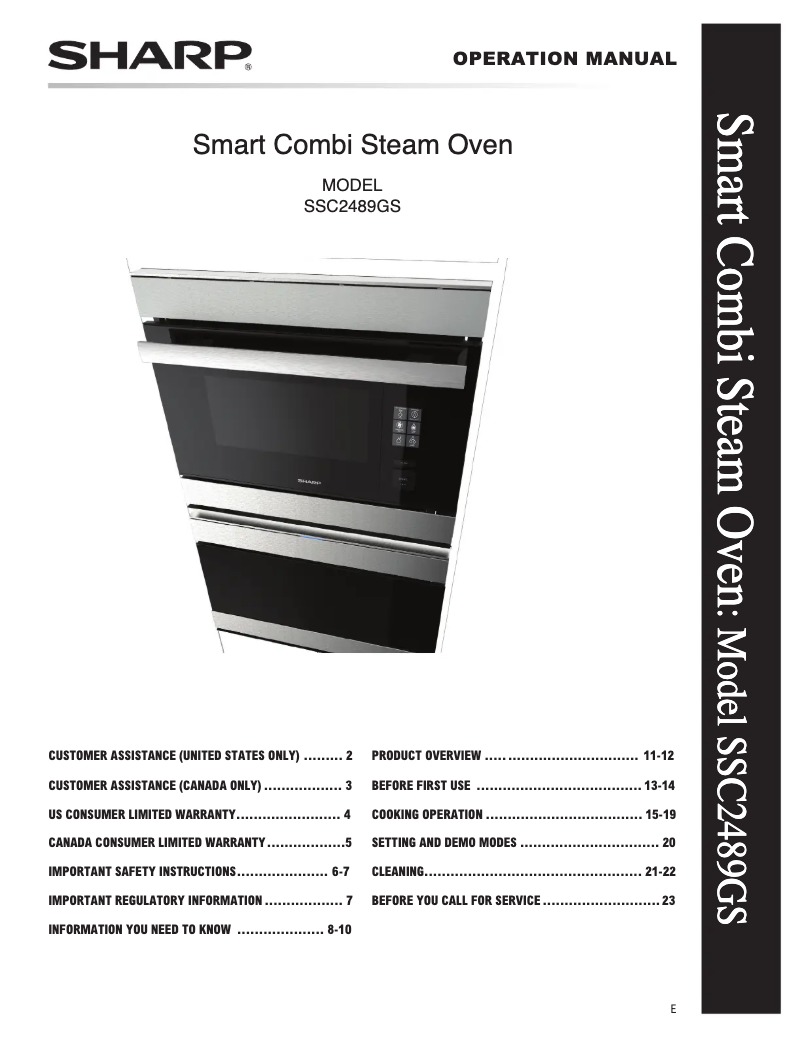 Page n°1 - Manuel utilisateur Sharp SSC2489GS