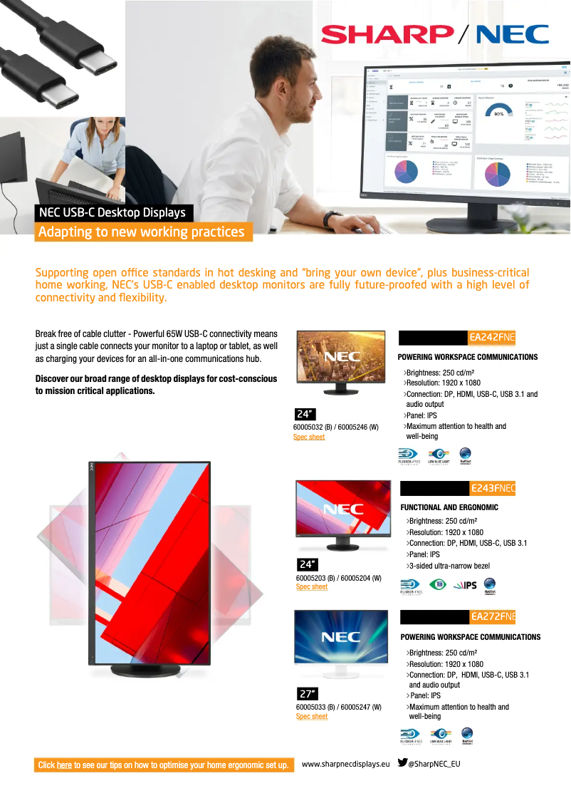 Page 1 de la notice Brochure NEC MultiSync E243F