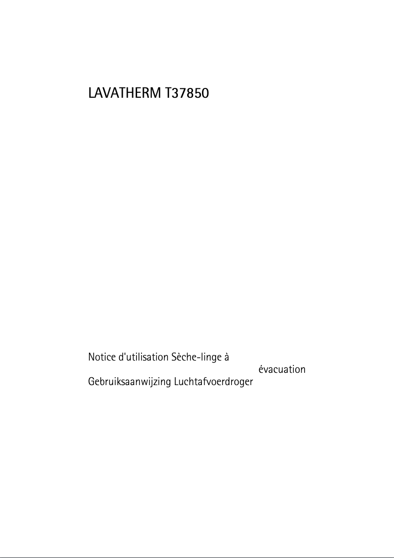 Image de la première page du manuel de l'appareil Lavatherm T37850