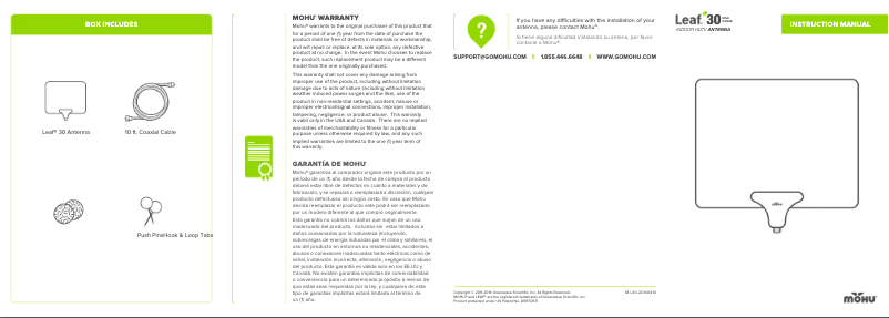 Page 1 de la notice Manuel utilisateur Mohu Leaf 30