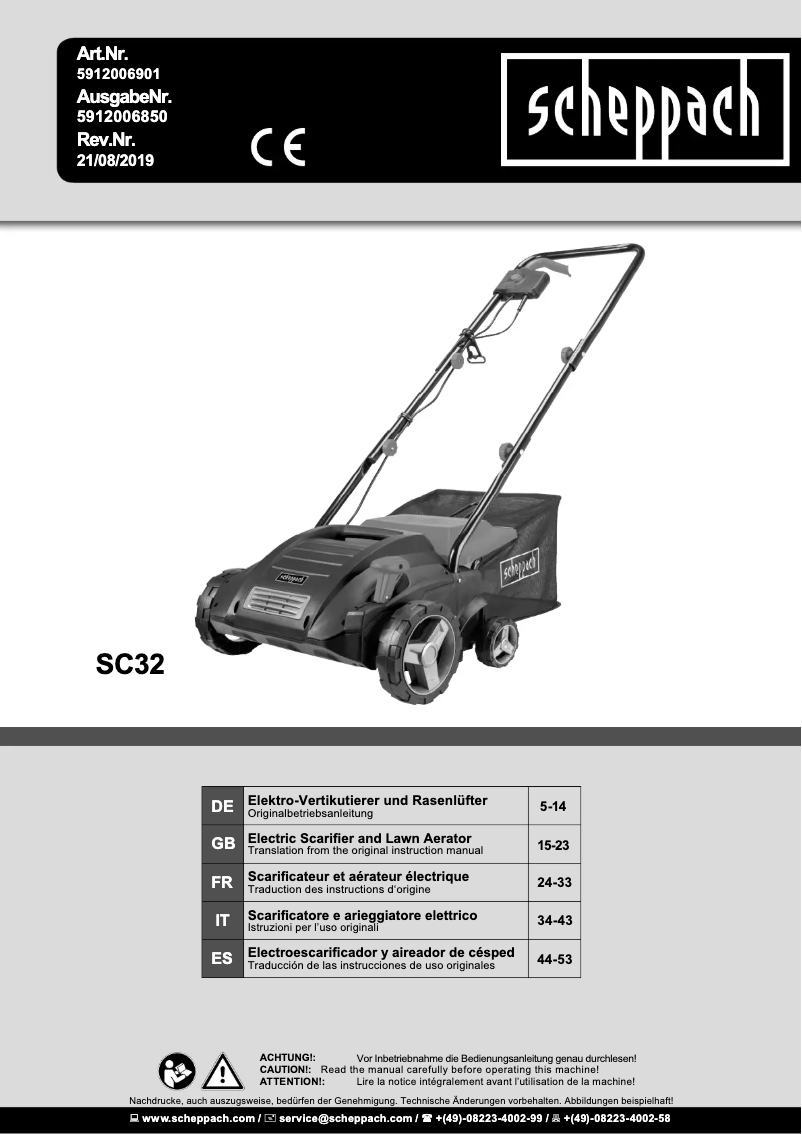 Page n°1 - Manuel utilisateur Scheppach SC32