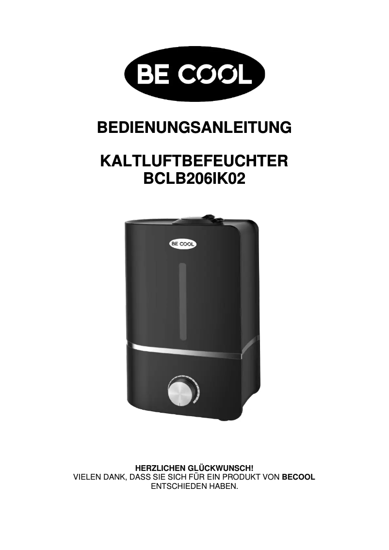 Página 1 del manual Manual de usuario Be Cool BCLB206IK01
