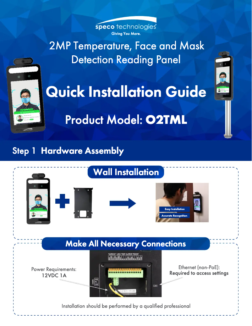 Page 1 de la notice Guide de démarrage rapide Speco Technologies O2TML
