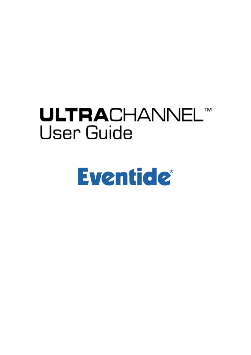 Image de la première page du manuel de l'appareil UltraChannel