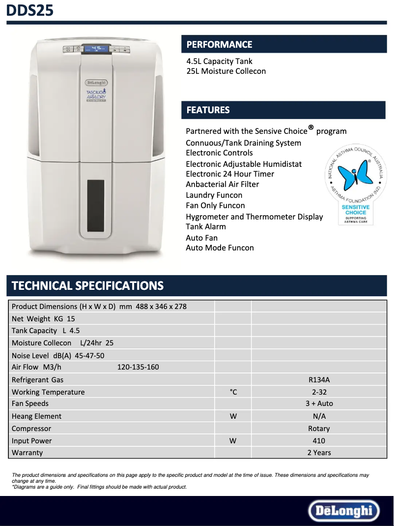 First page image of the manual for Tasciugo AriaDry Compact DDS 25