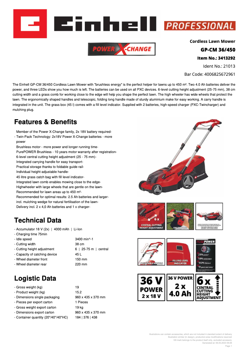 Image de la première page du manuel de l'appareil GP-CM 36/450