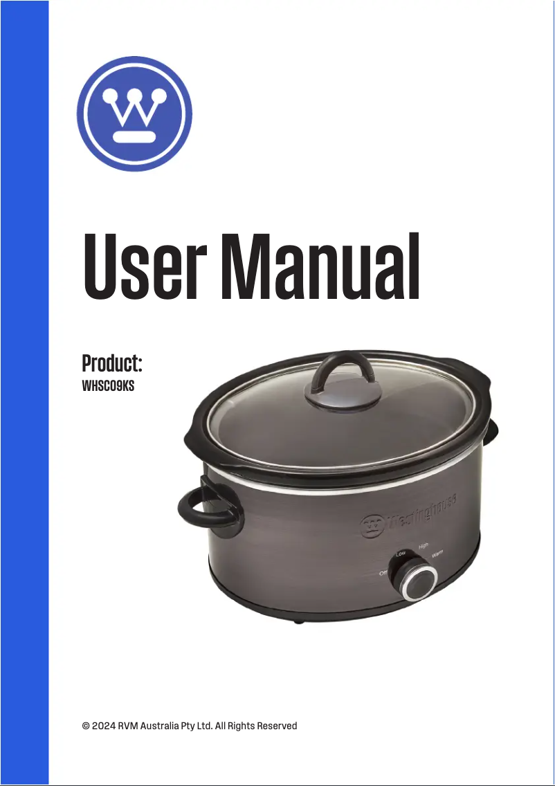 Page 1 de la notice Manuel utilisateur Westinghouse WHSC09KS