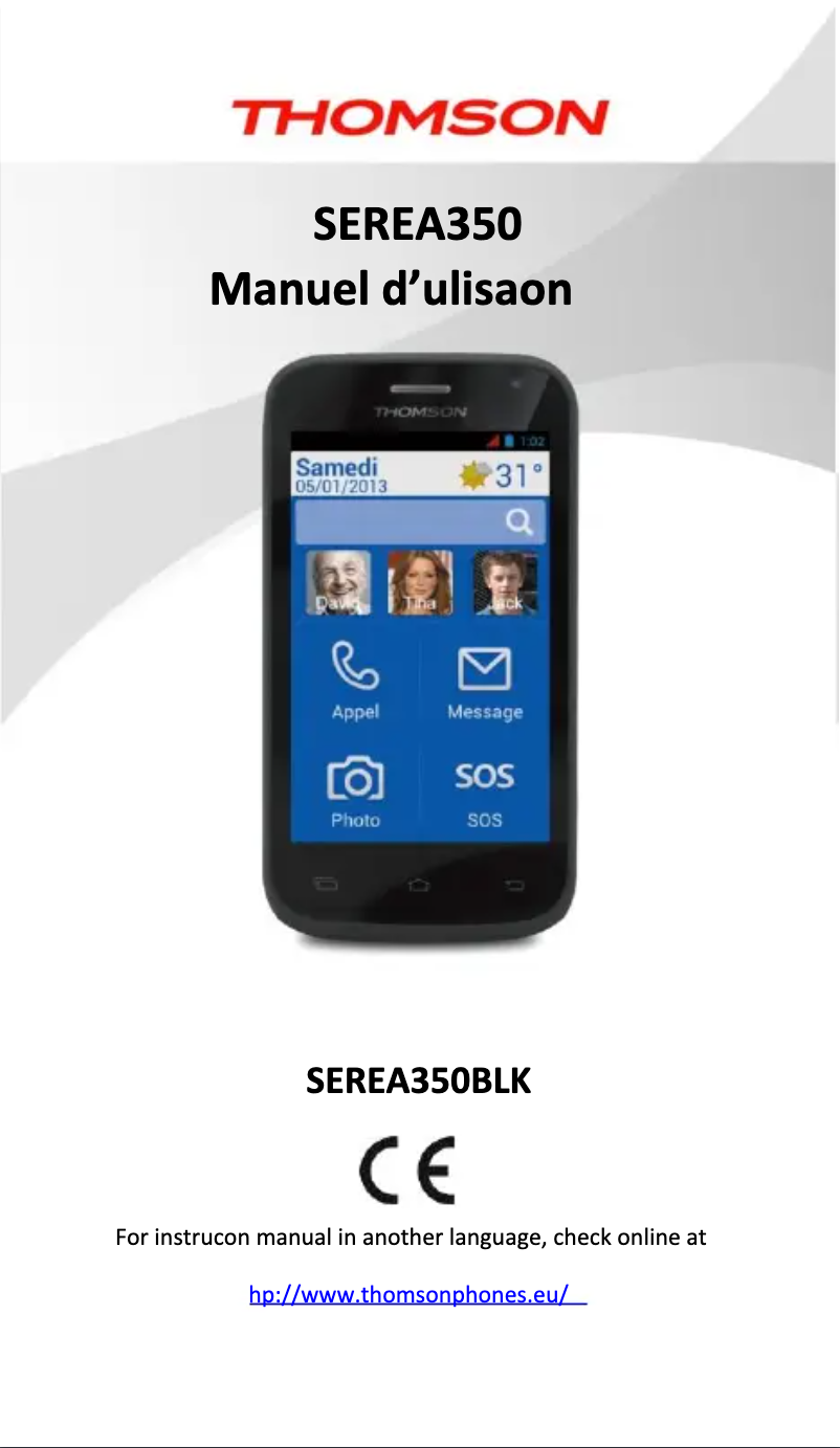 Page 1 de la notice Manuel utilisateur Thomson Serea 350