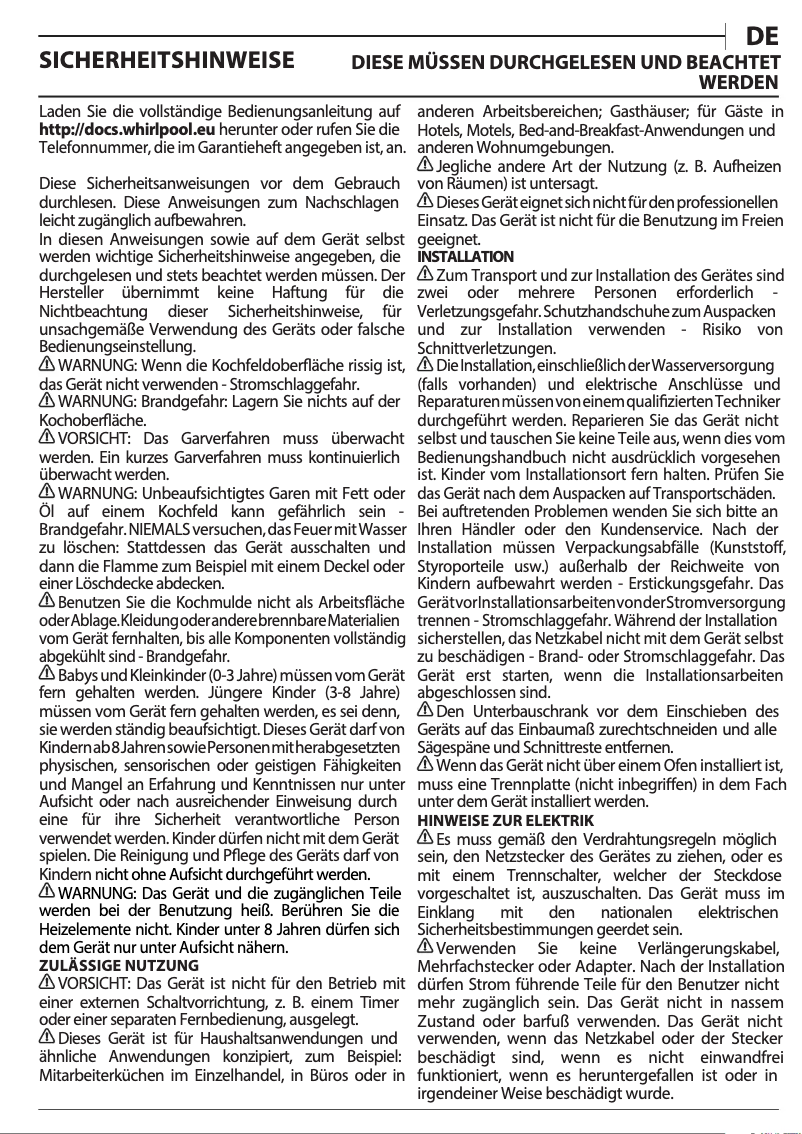 Page n°1 - Manuel d'utilisation et d'entretien Privileg PCTHR 6042 NE
