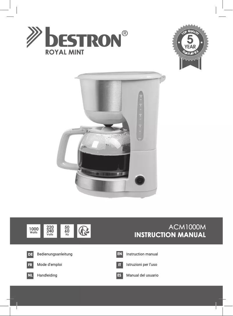 Page n°1 - Manuel utilisateur Bestron ACM1000M