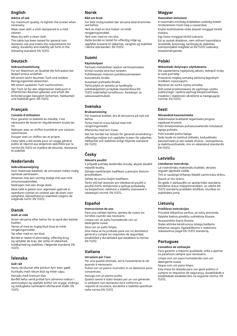 Page 1 de la notice Manuel utilisateur Ikea LISABO 605.637.75