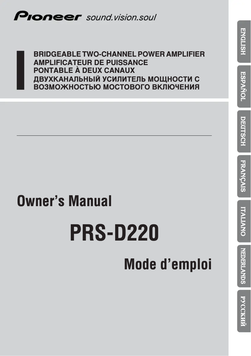 Page 1 de la notice Manuel utilisateur Pioneer PRS-D220