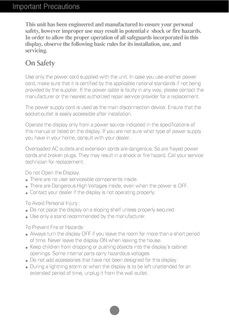 Page n°1 - Manuel utilisateur LG L1510A