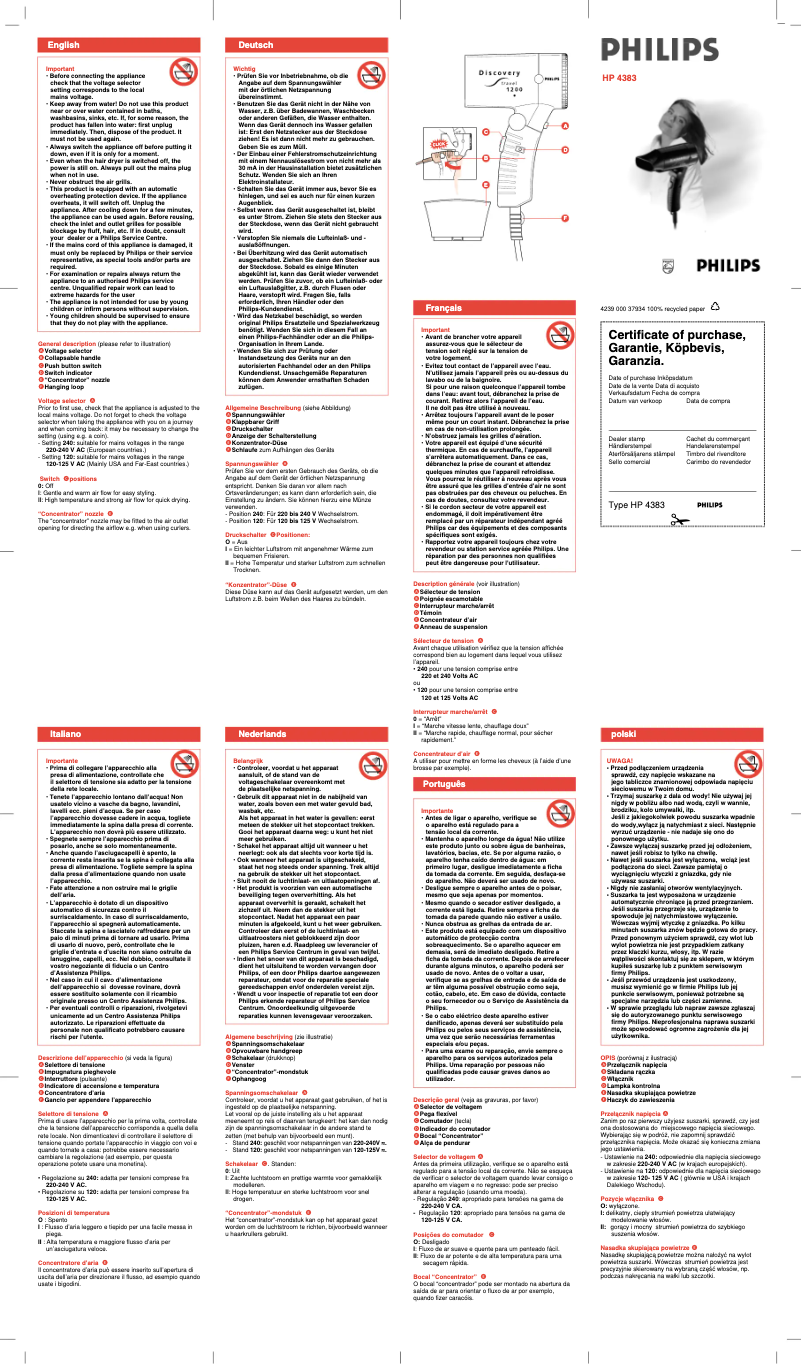 Image de la première page du manuel de l'appareil HP4383