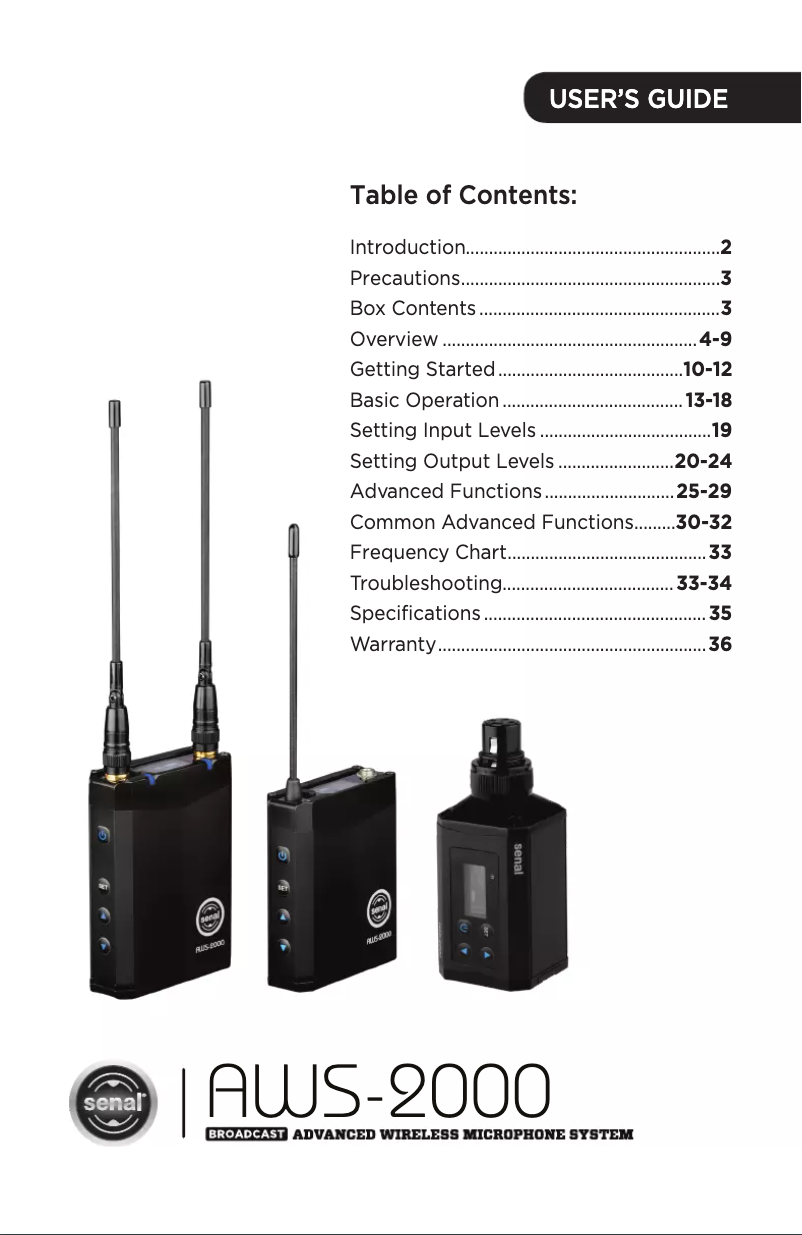 Page 1 de la notice Manuel utilisateur Senal AWS-2000
