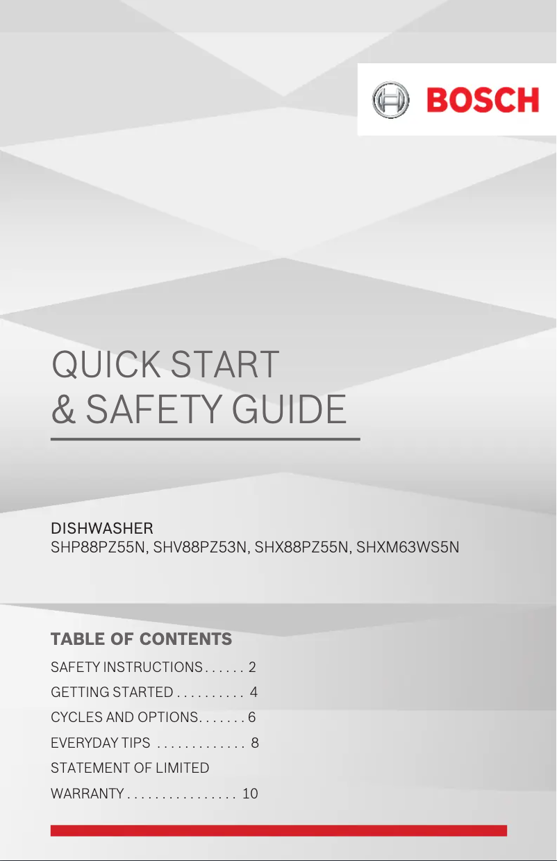 Image de la première page du manuel de l'appareil SHX88PZ55N