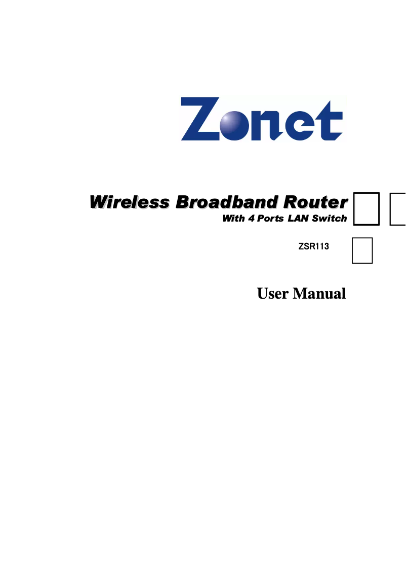 Page 1 de la notice Manuel utilisateur Zonet ZSR1124WE